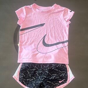 Nike Pink and Black Dri-FIT T-Shirt and Shorts